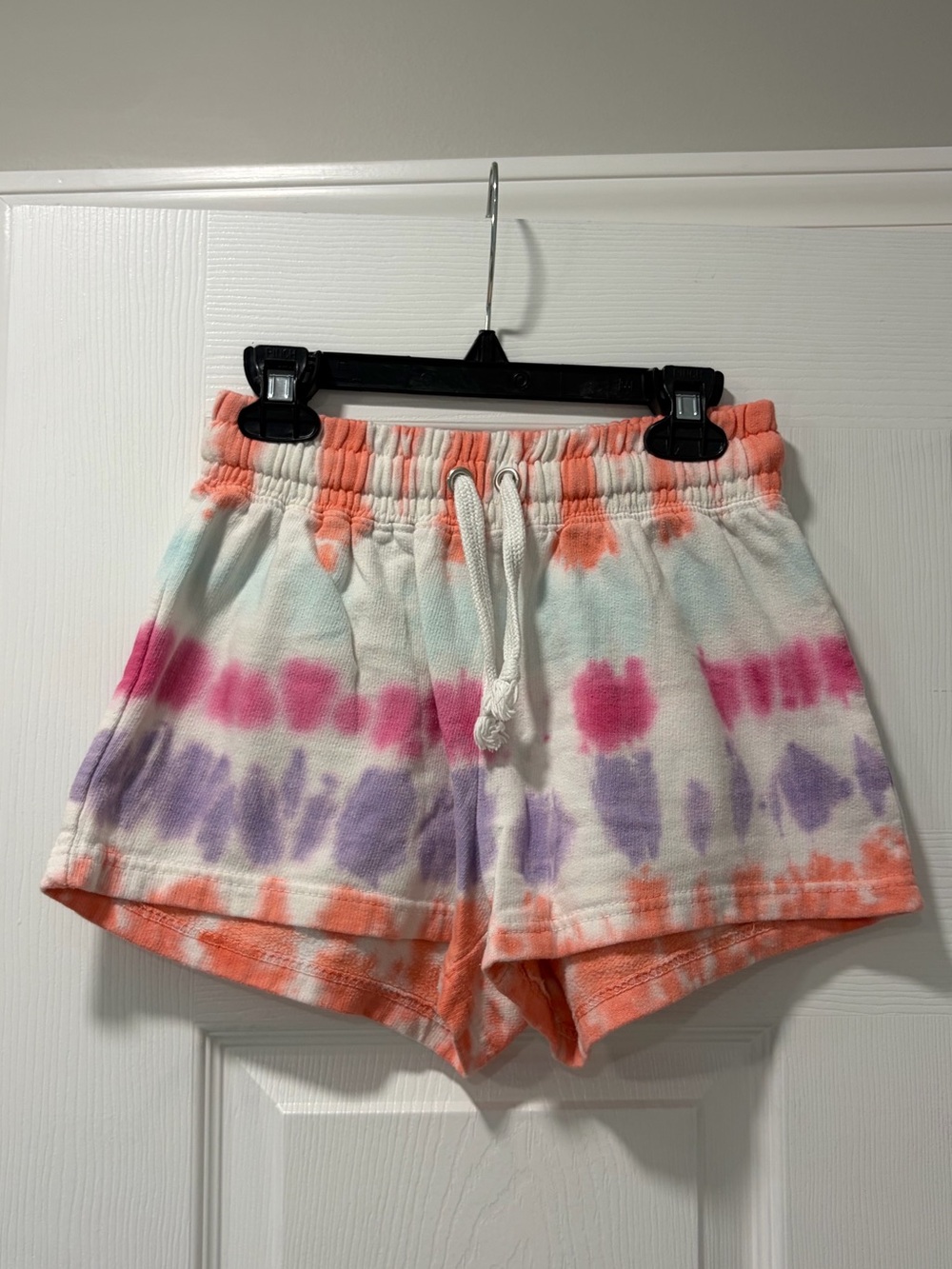 Ultra Flirt Coral, Pink & Lavender Tie-Dye Drawstring Shorts